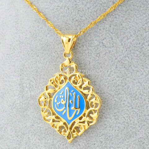 Collar de Oro con Imagen en azul